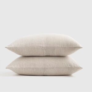 NWT QUINCE European Linen Sham Set King Natural Chambray 6126